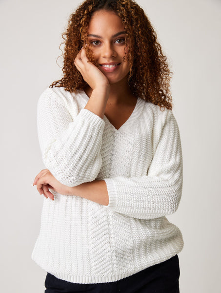 MARIE-ÈVE - Chandail à col en V en tricot de coton par PARKHURST®
