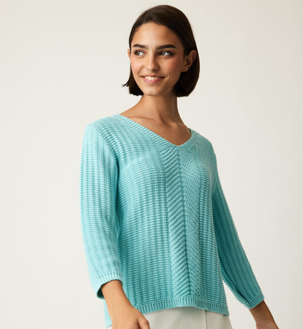 MARIE-ÈVE - Cotton knit V-neck sweater by PARKHURST®