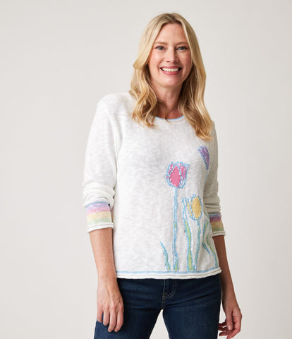 JULIANNE - Loose cotton knit mock neck sweater by PARKHURST®
