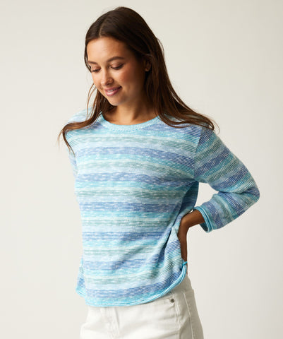 ANTOINETTE - Striped crew-neck cotton knit sweater by PARKHURST®