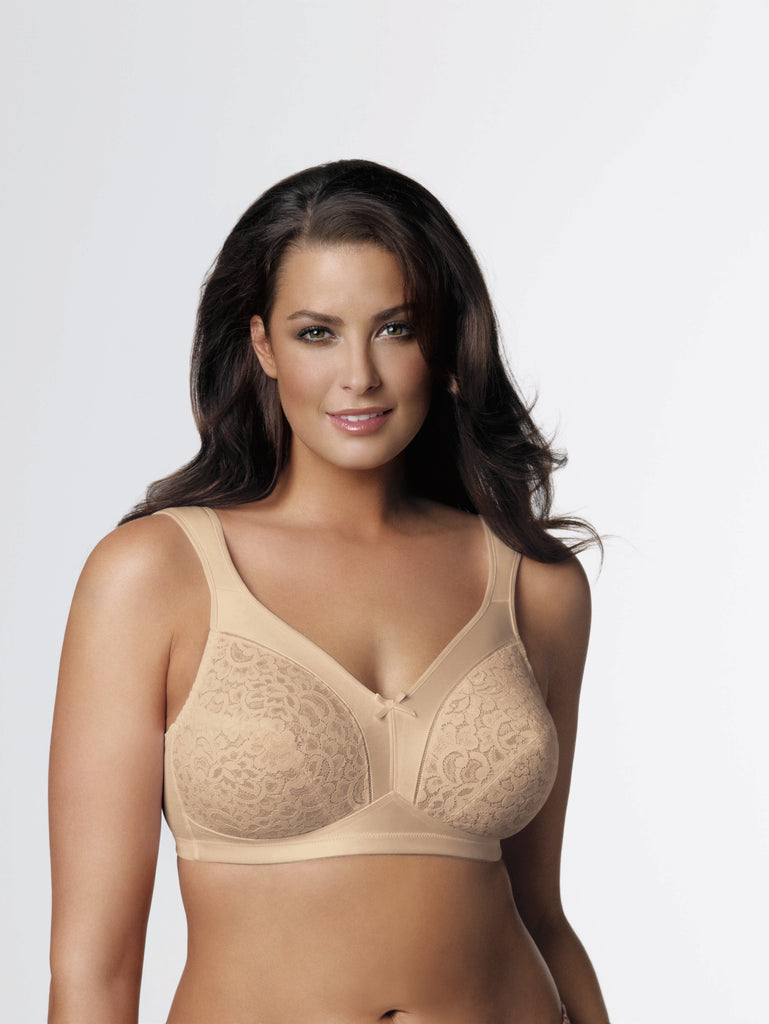 Non Wired Bra Ladies Full Firm Support Wire Free Lace Trim Large
